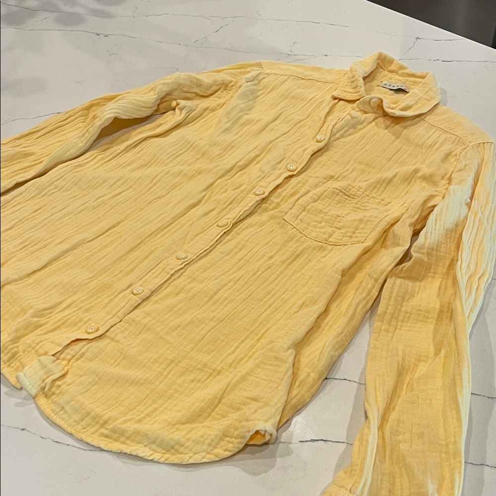 Stark Light Yellow Button-Up Gauze Shirt